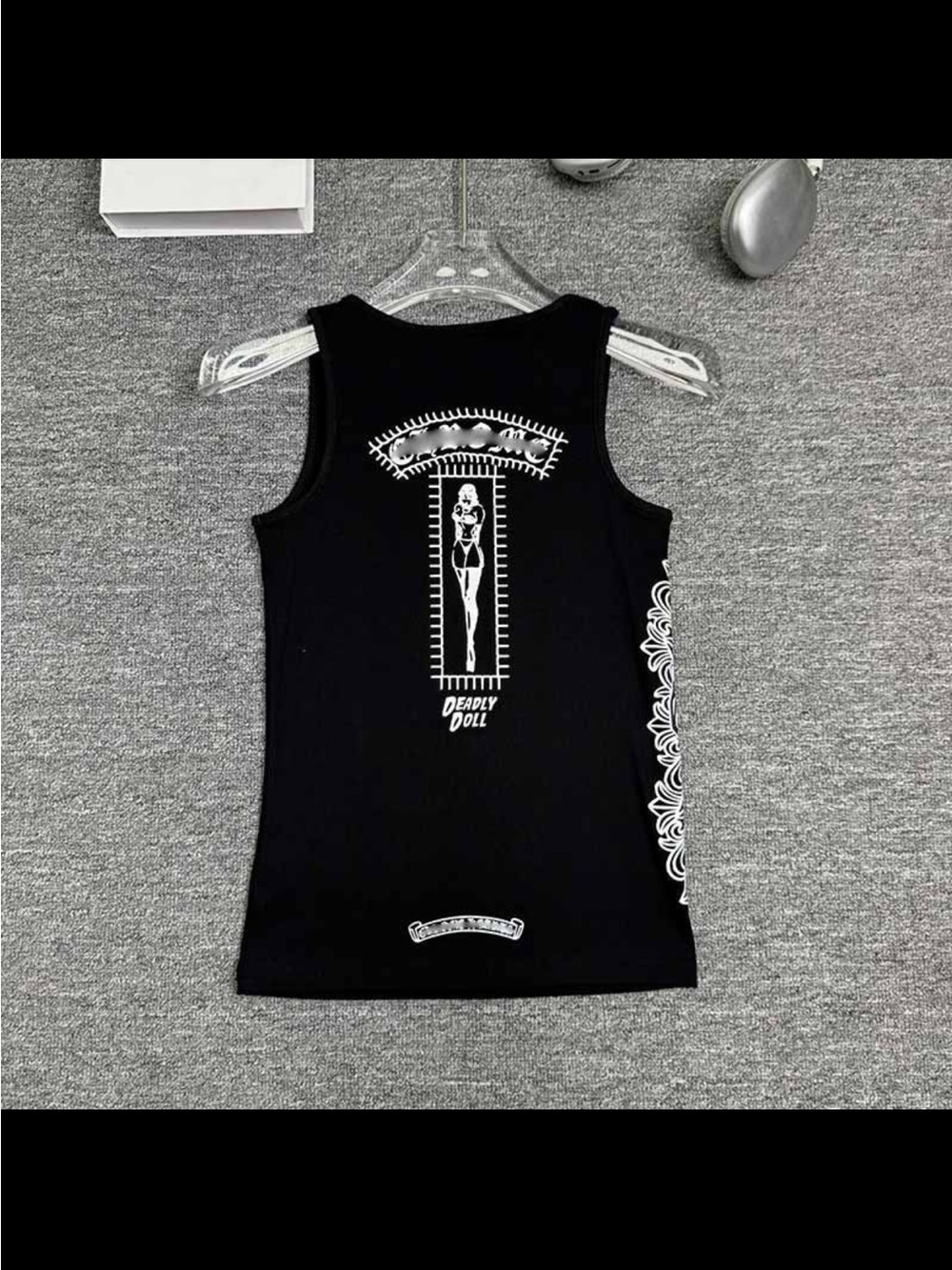 Chrome Hearts Black Tank Top with White 'Deadly Doll' Graphic
